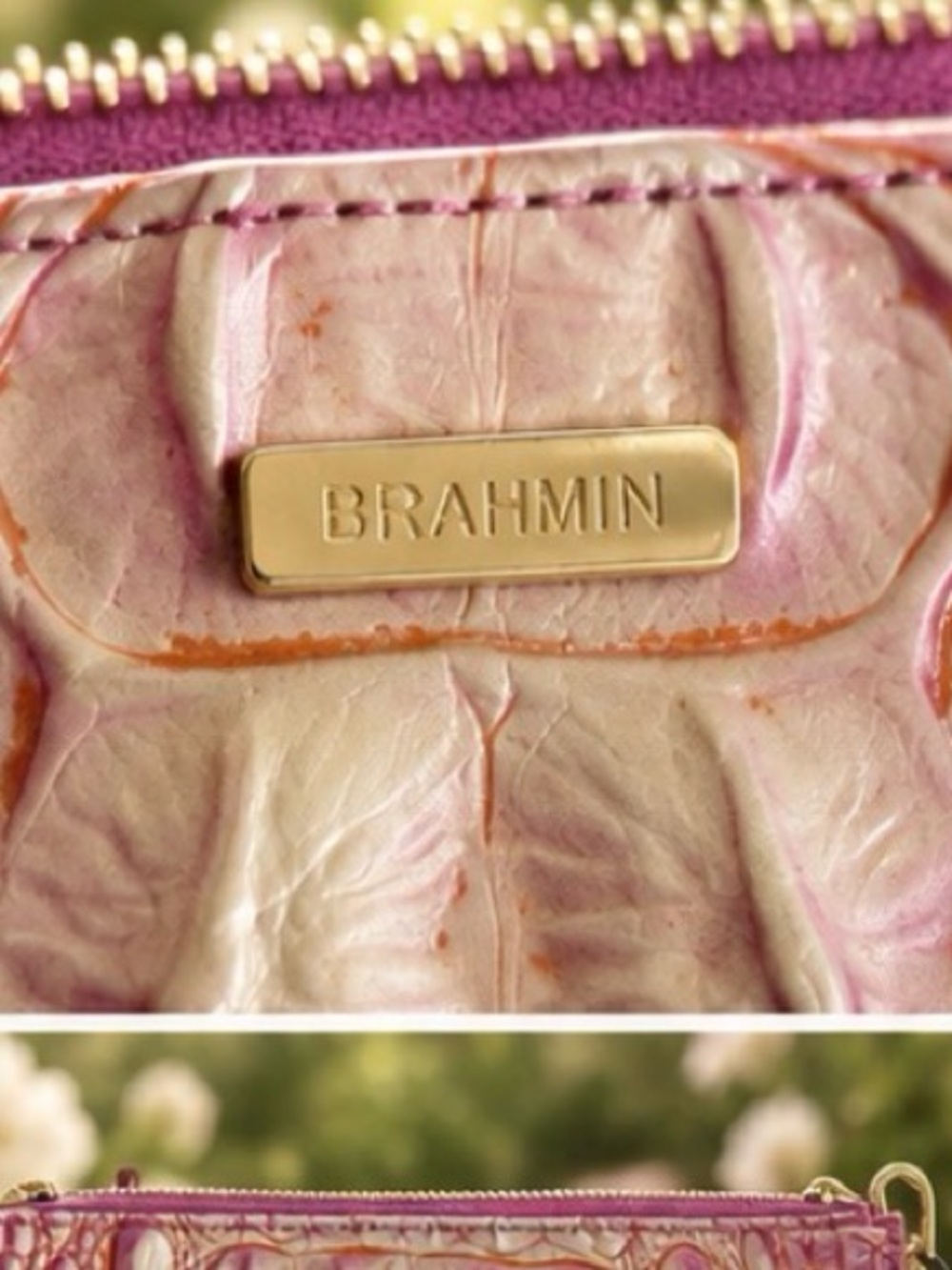 Brahmin NWT Iridescent Pink Croc-Embossed Wristlet Clutch Wristlet NWT - Picture 7 of 7